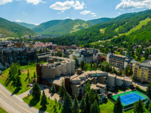 A view of Vail condos to stay at when visiting for summer events.