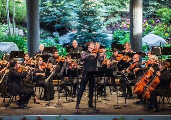 A group performing at one of the summer events in Vail.