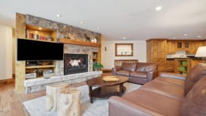 The living area of a Vail vacation rental to stay at on a Christmas vacation.